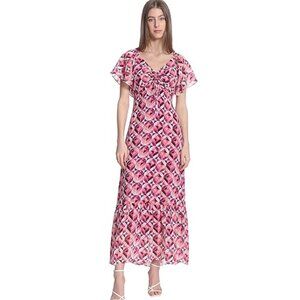 NEW WITH TAGS - Donna Morgan Ruched Bodice Empire Flutter Sleeve Maxi Dress, 14